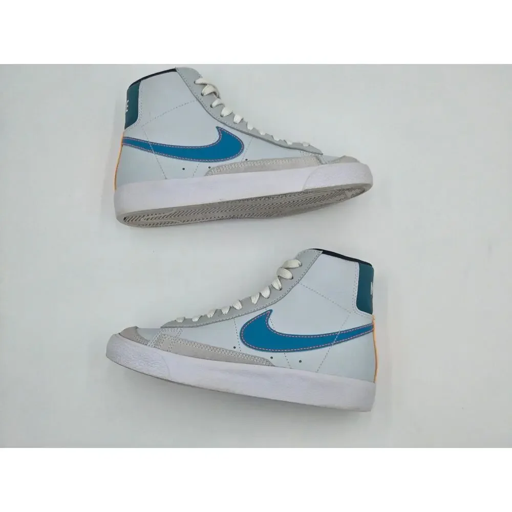 Nike Blazer Mid 77 Youth 3.5Y Grey Blue Sneakers Color Accent Heel